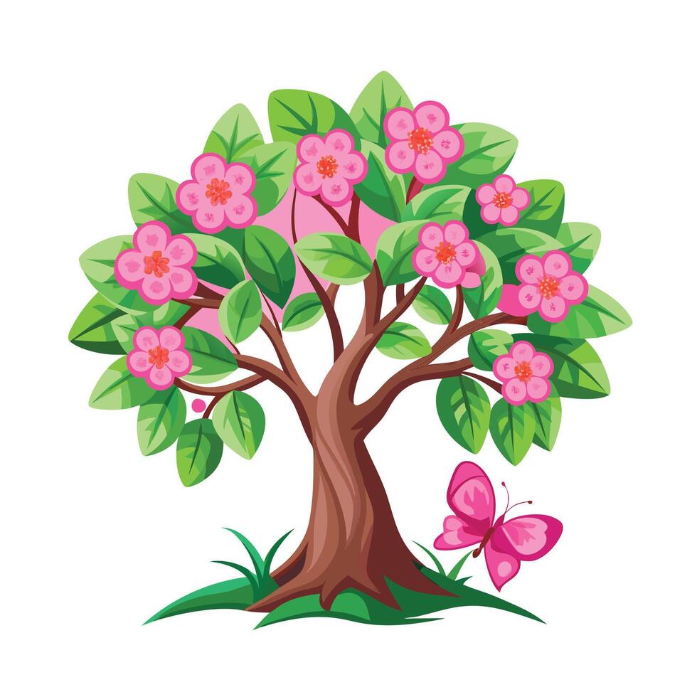 Beautiful Single Big Tree Illustration vector