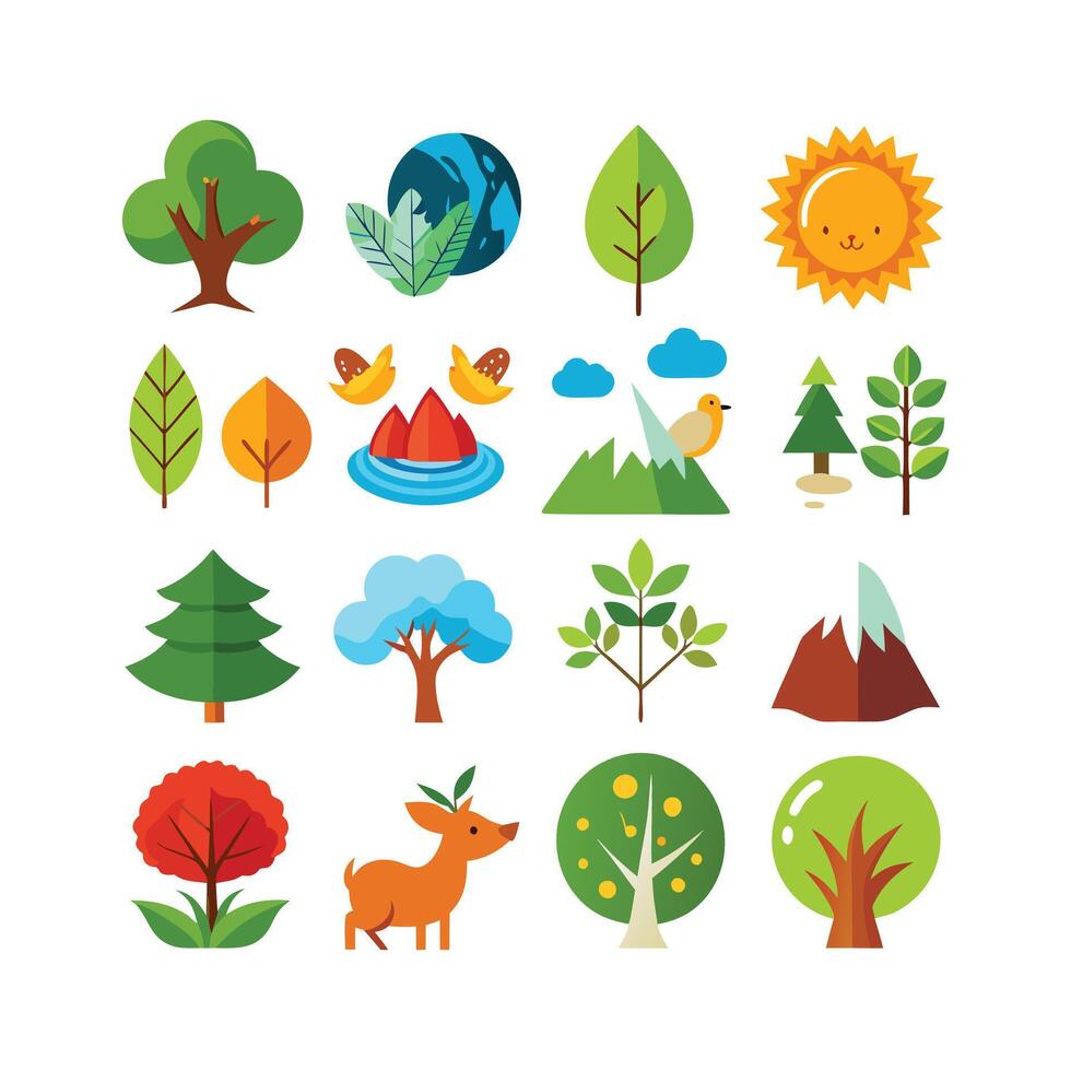 Nature Icon Set Collection Illustration vector