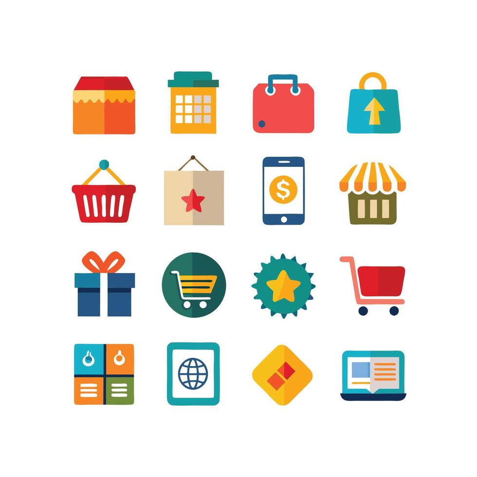 Retail and Shopping Icon Set Collection Illustration vector