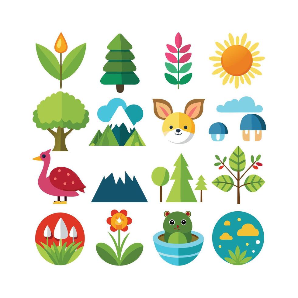 Nature Icon Set Collection Illustration vector