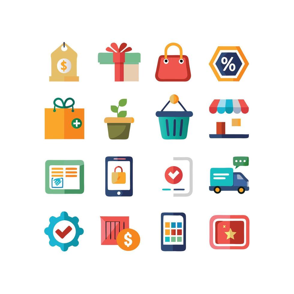 Retail and Shopping Icon Set Collection Illustration vector