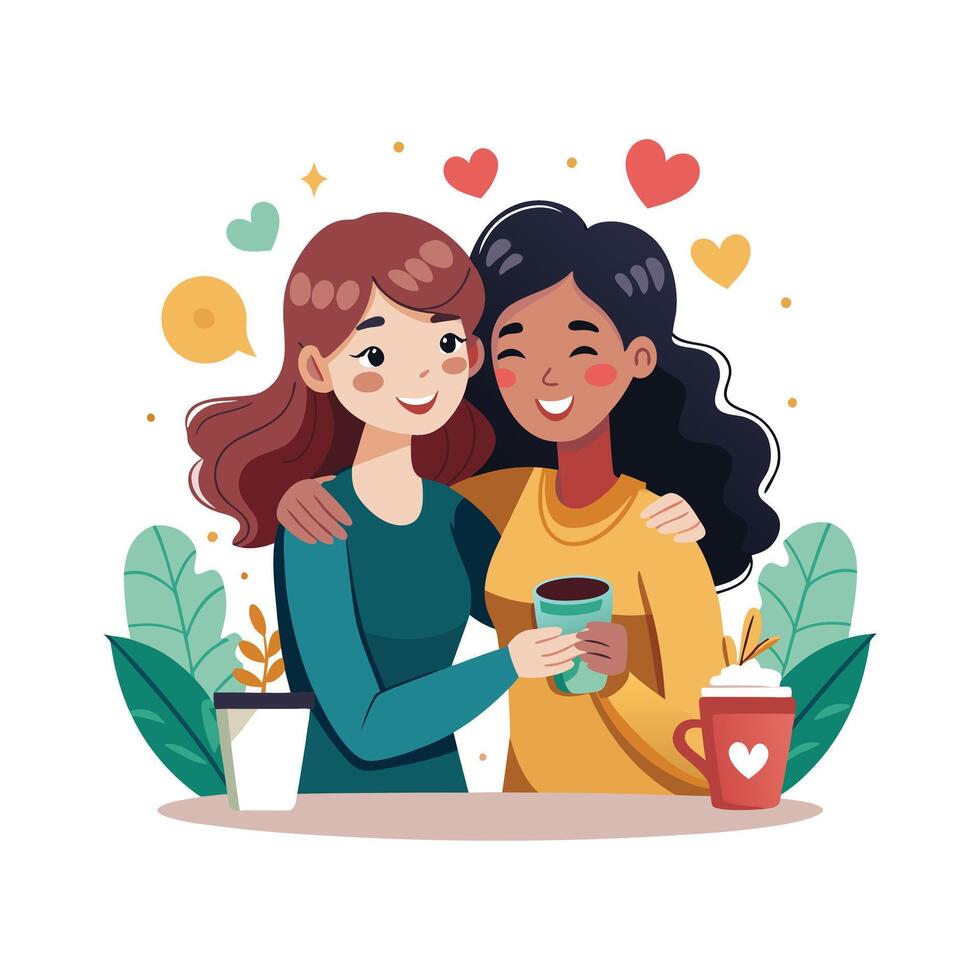 Friends Special, Love and Emotional Moment Illustration Concept for Friendship Day vector