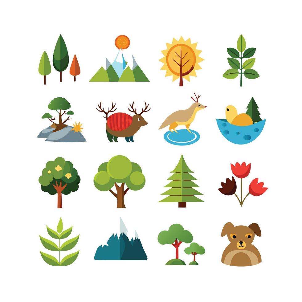 Nature Icon Set Collection Illustration vector