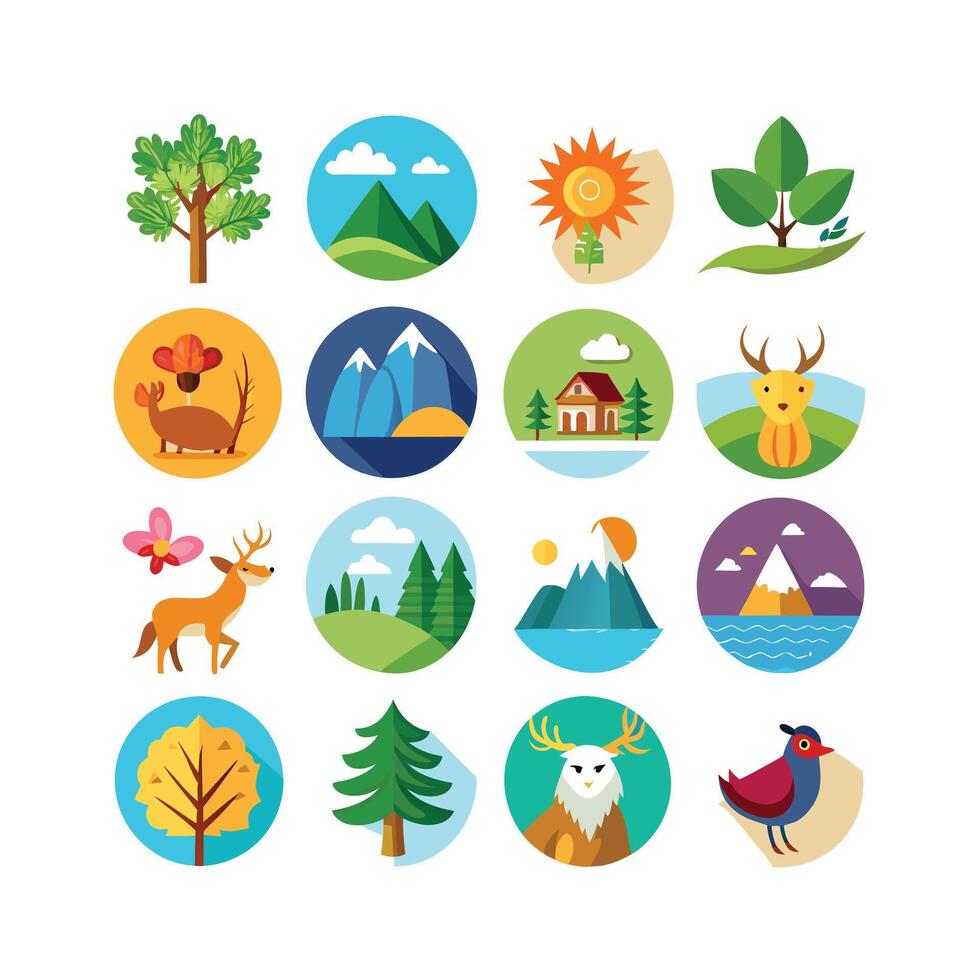 Nature Icon Set Collection Illustration vector