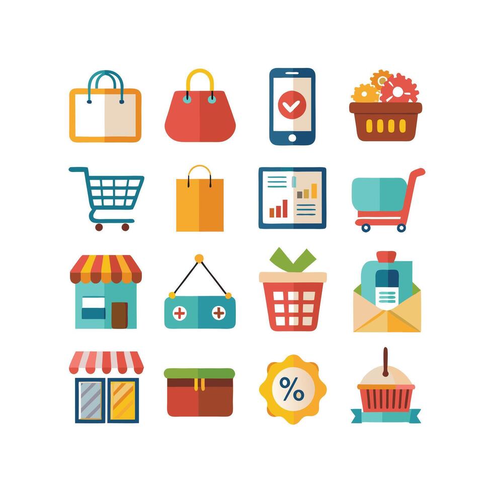 Retail and Shopping Icon Set Collection Illustration vector