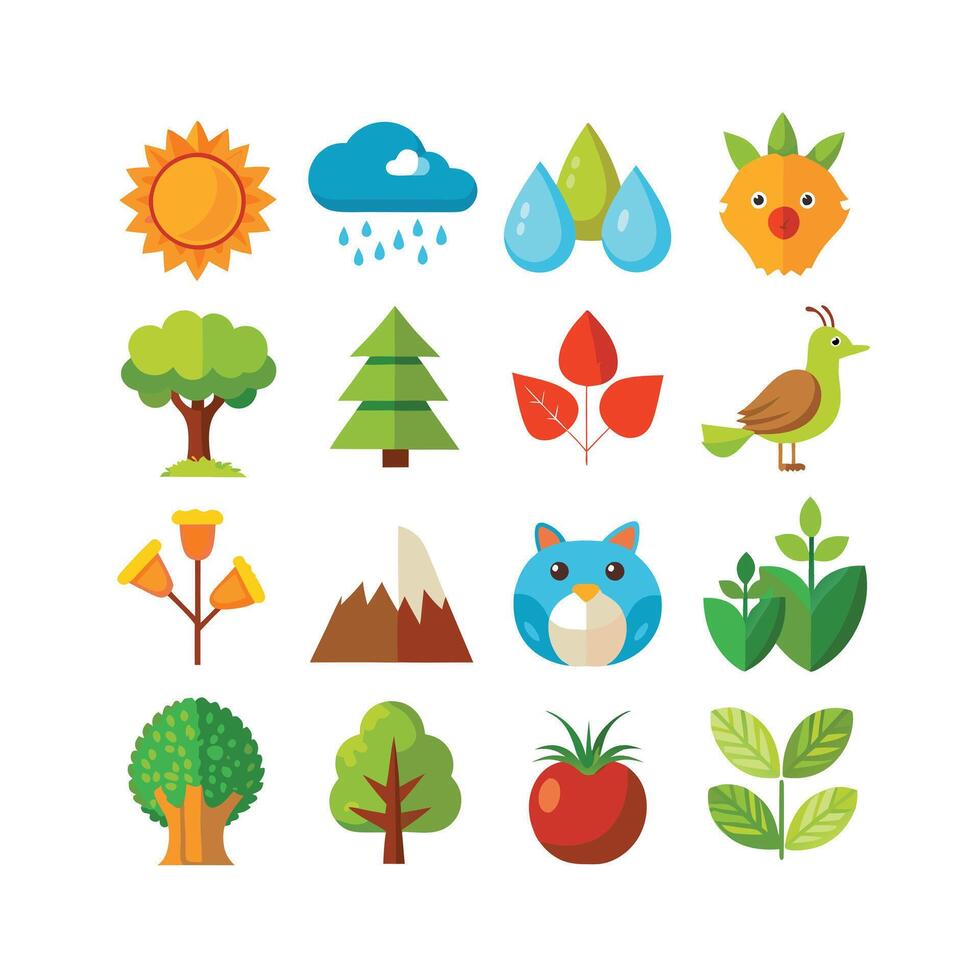 Nature Icon Set Collection Illustration vector
