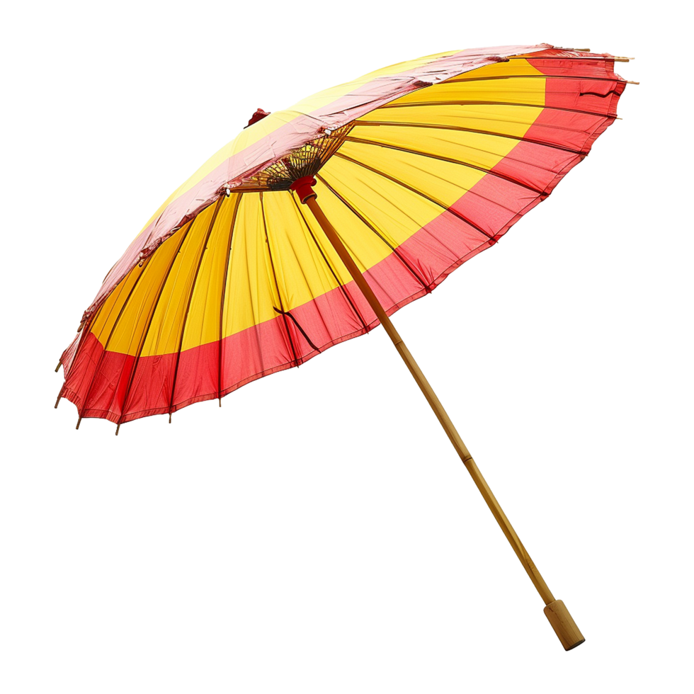 Realistic yellow and red parasol on transparent background png
