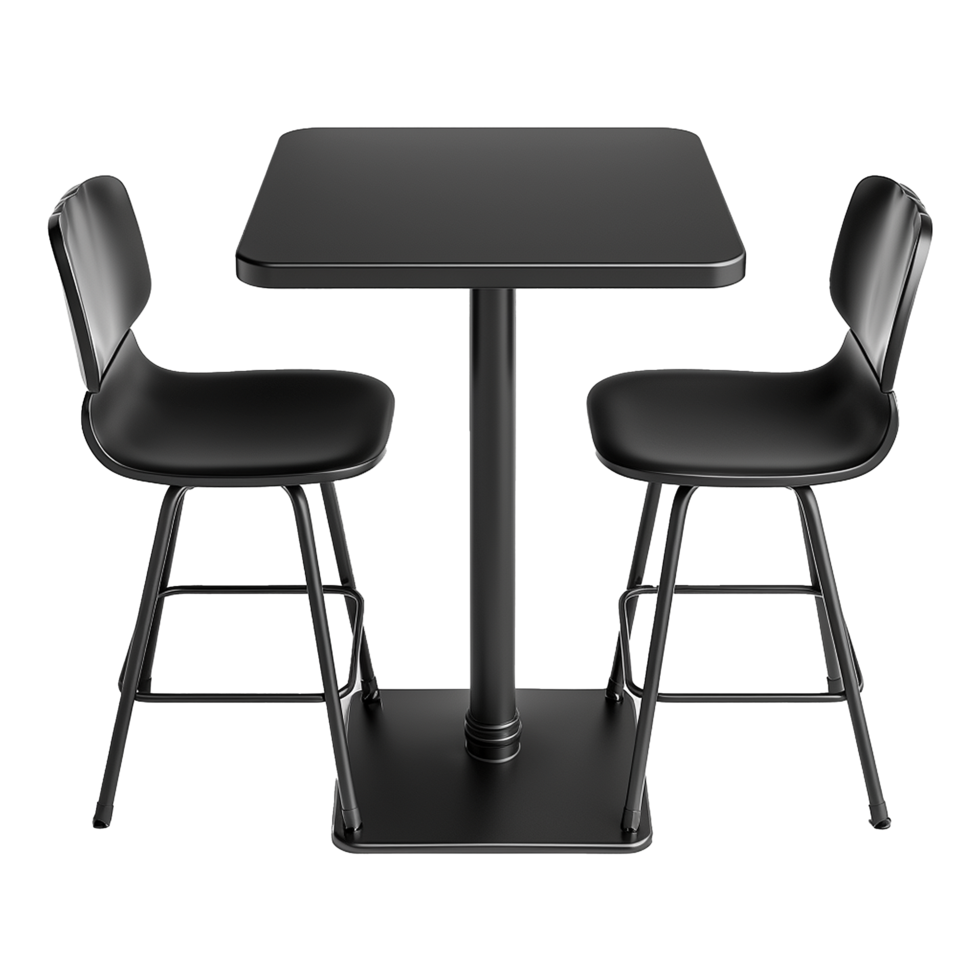 Black restaurant table isolated on transparent background png