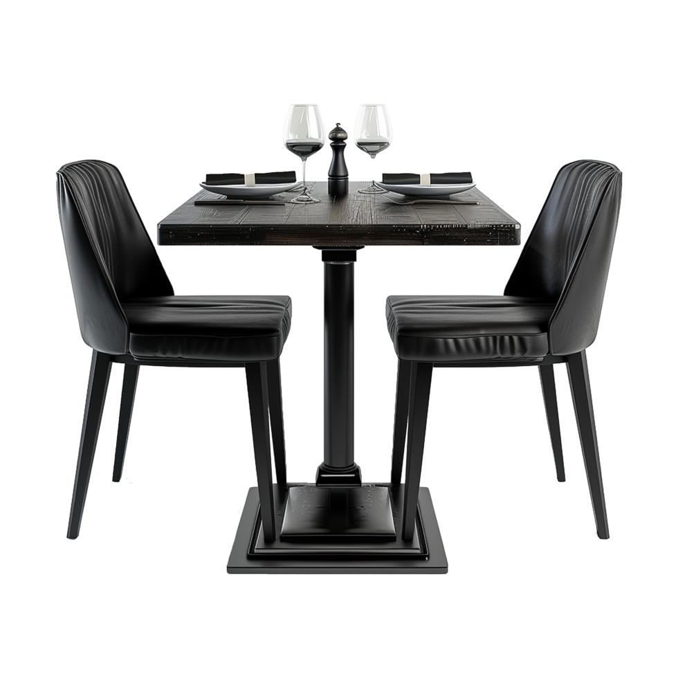 Black restaurant table isolated on transparent background png