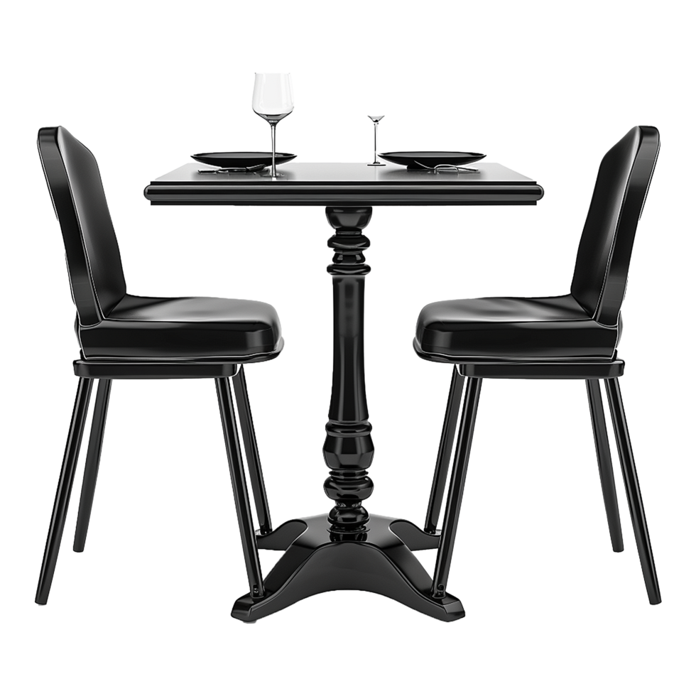 Black restaurant table isolated on transparent background png
