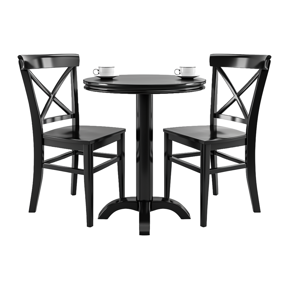 Black restaurant table isolated on transparent background png