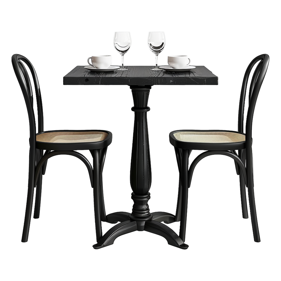 Black restaurant table isolated on transparent background png