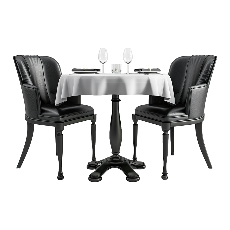 Black restaurant table isolated on transparent background png