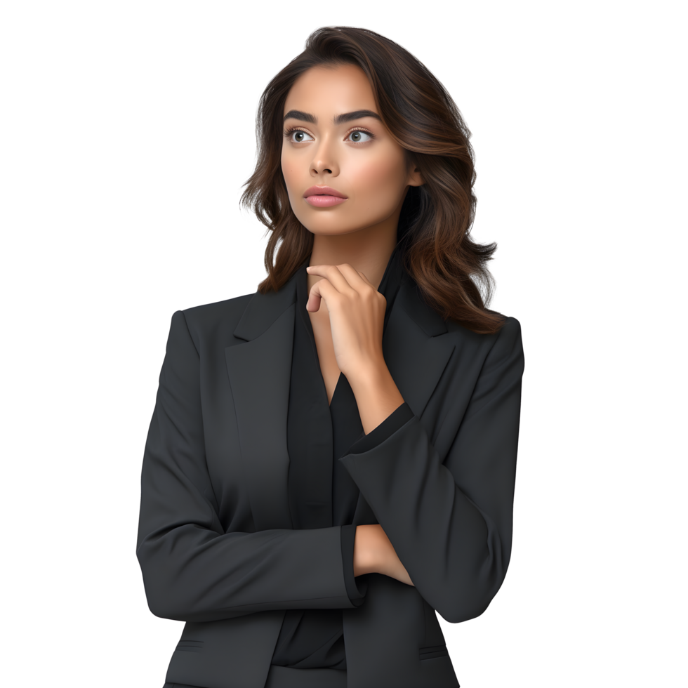 business woman in black suit looking up png