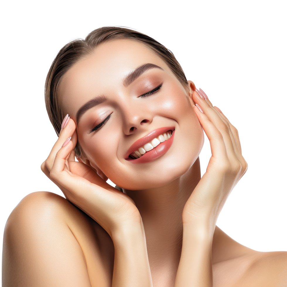 beautiful woman with clean skin and smiling png