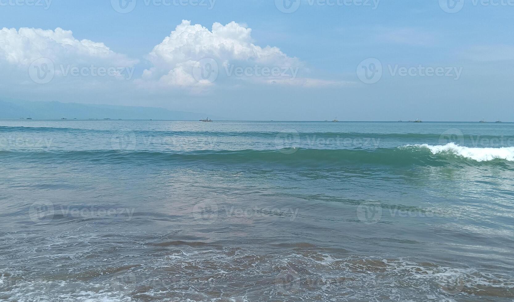footprints on the beach. Nature tropical sea photo