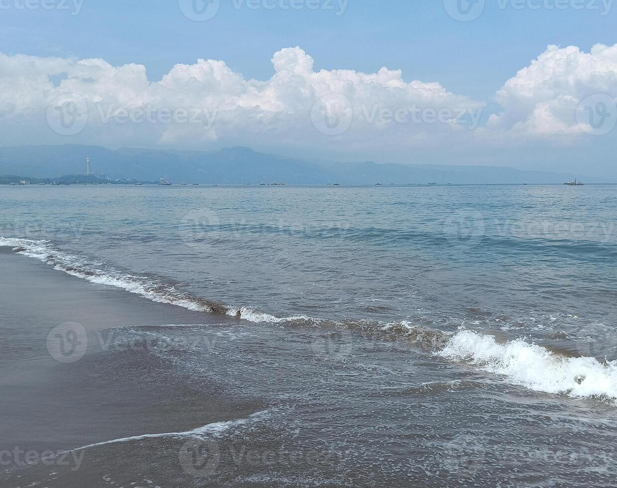 footprints on the beach. Nature tropical sea photo