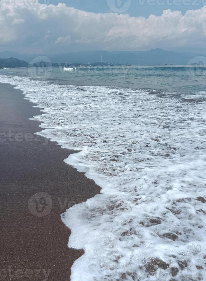 footprints on the beach. Nature tropical sea photo