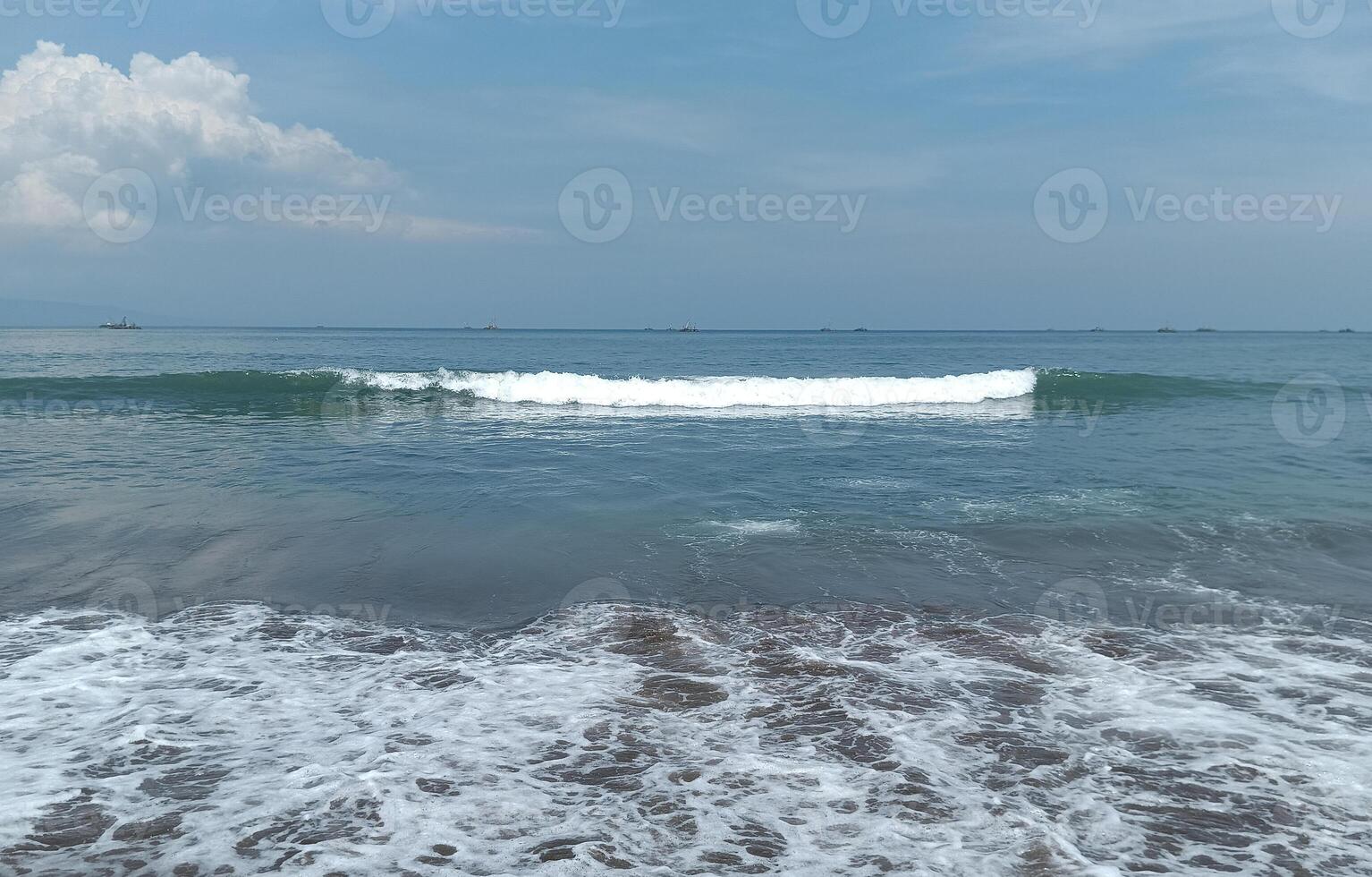 footprints on the beach. Nature tropical sea photo