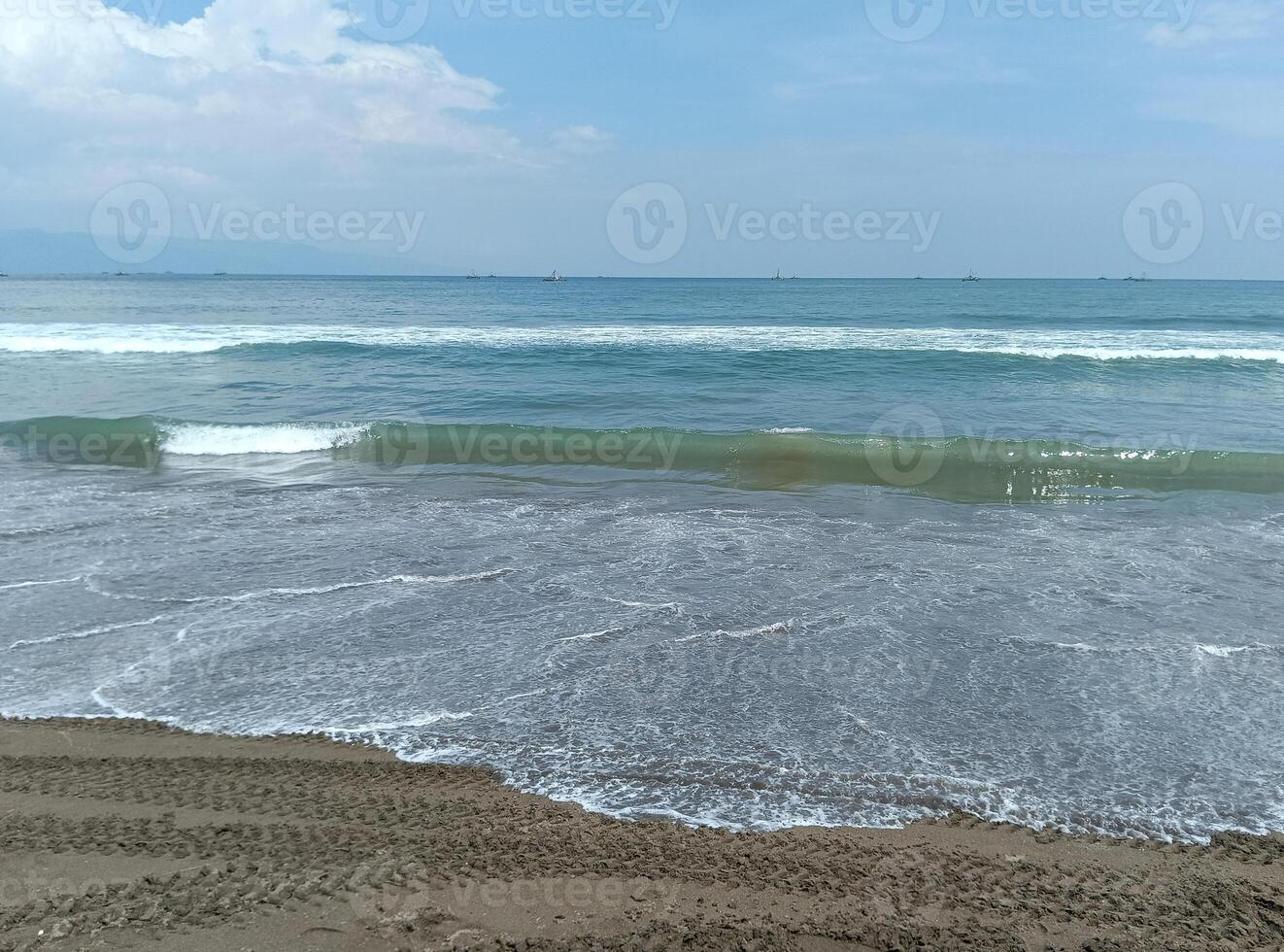 footprints on the beach. Nature tropical sea photo