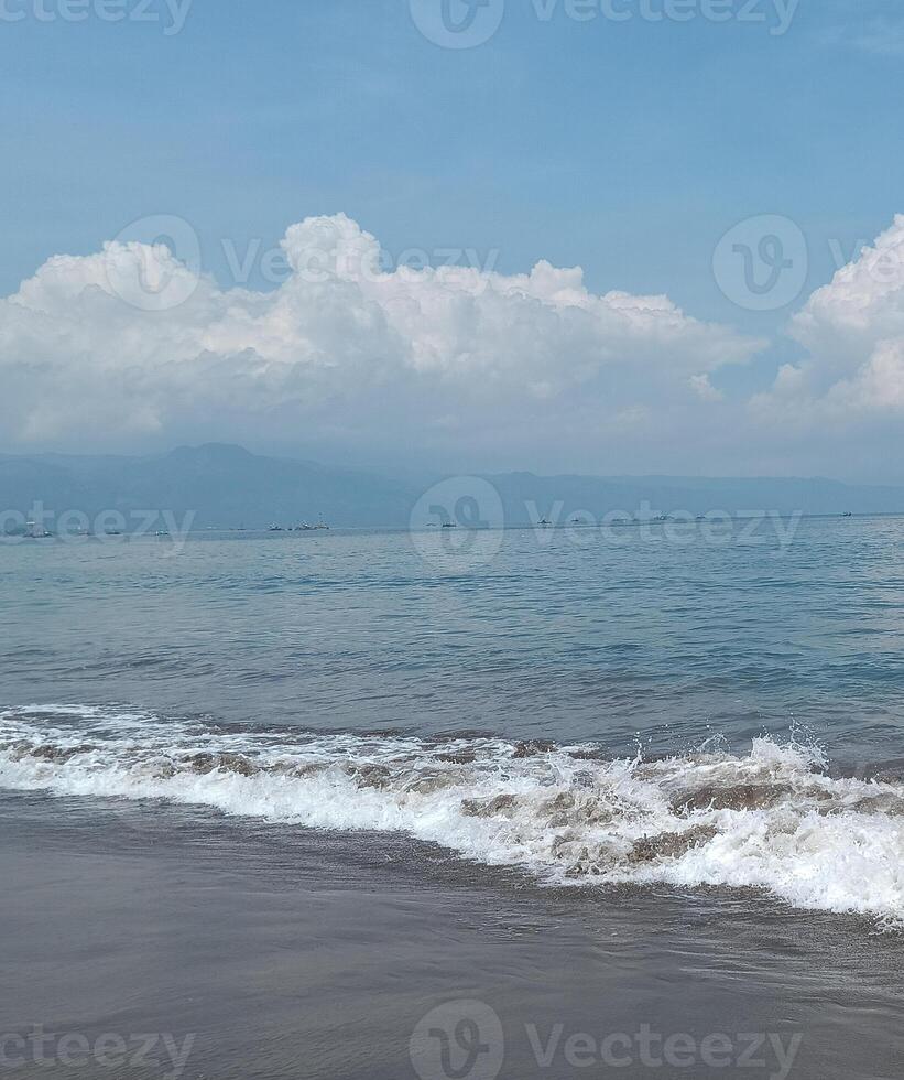footprints on the beach. Nature tropical sea photo