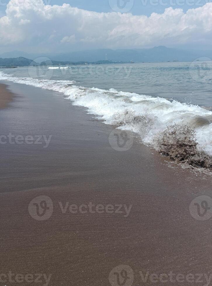 footprints on the beach. Nature tropical sea photo