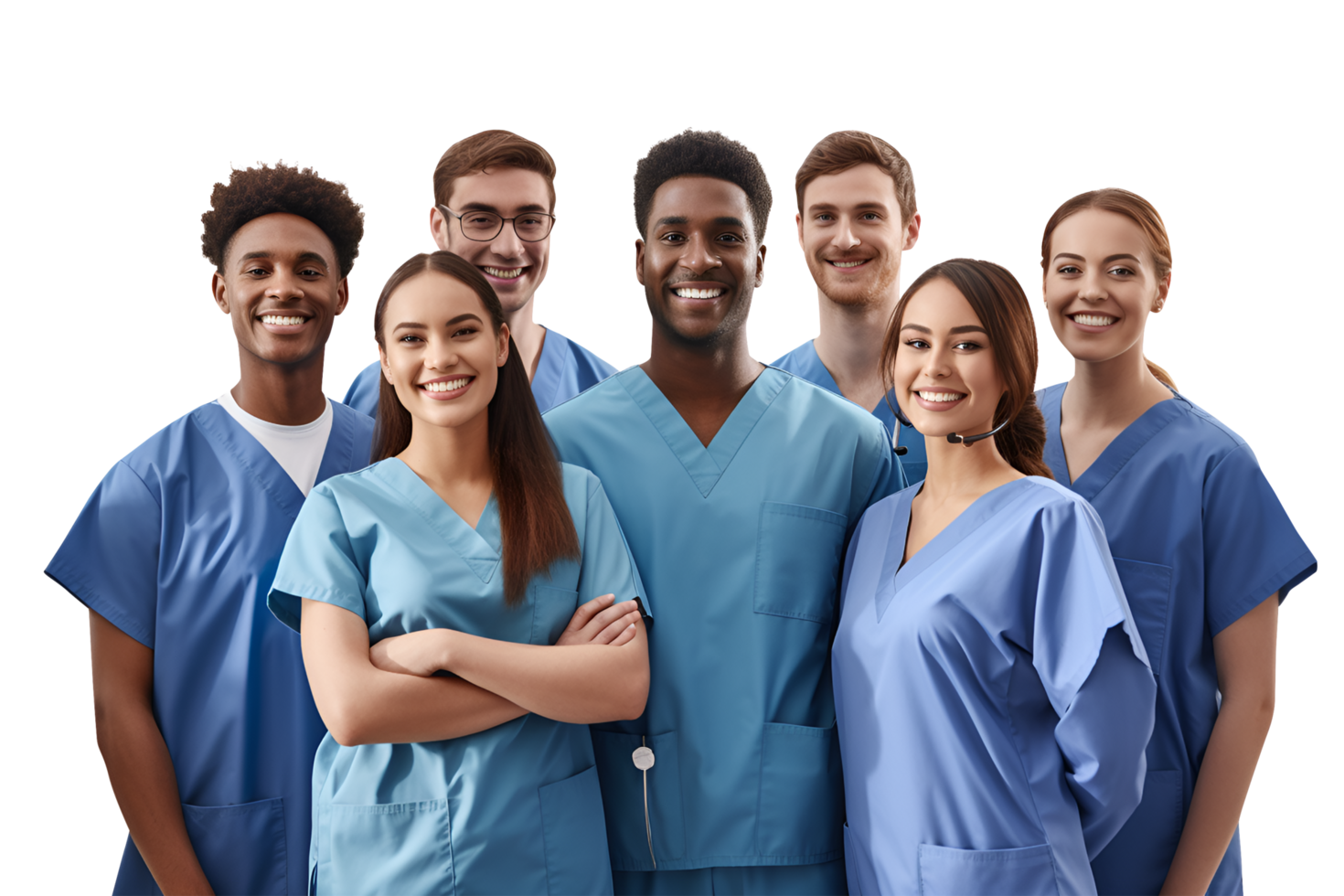 a group of people in scrub suits png