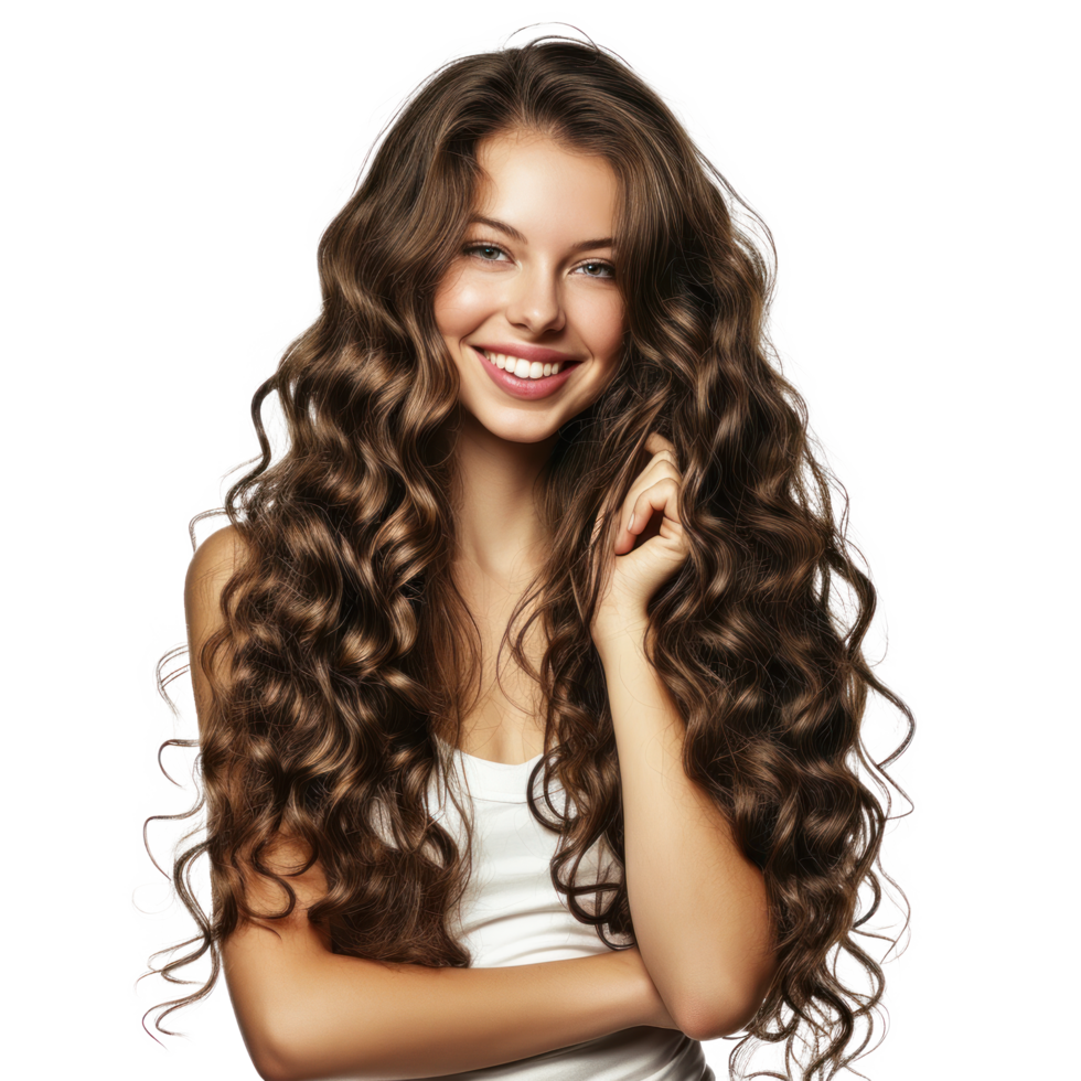 beautiful woman with long curly hair png