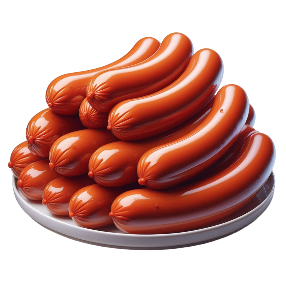 Fresh sausages on the plate png