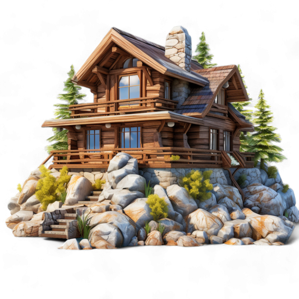 Generated Ai dream house lit up window png