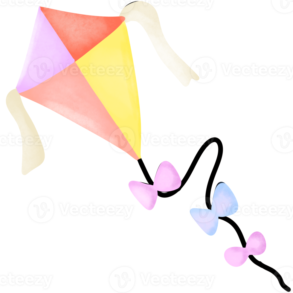 Wind flying toy with ribbon and tail for kids in summer png