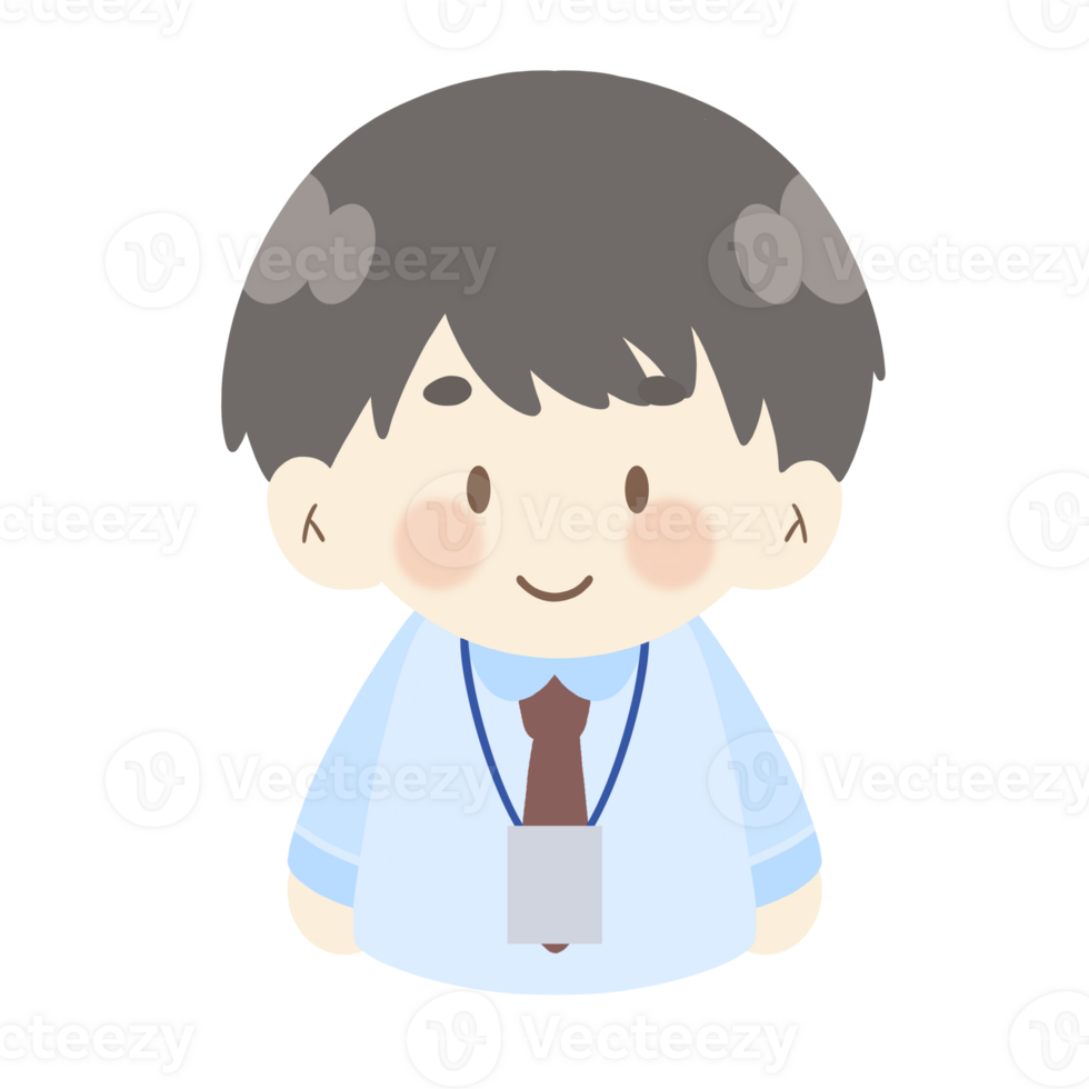 a cartoon boy office worker in a tie and shirt png