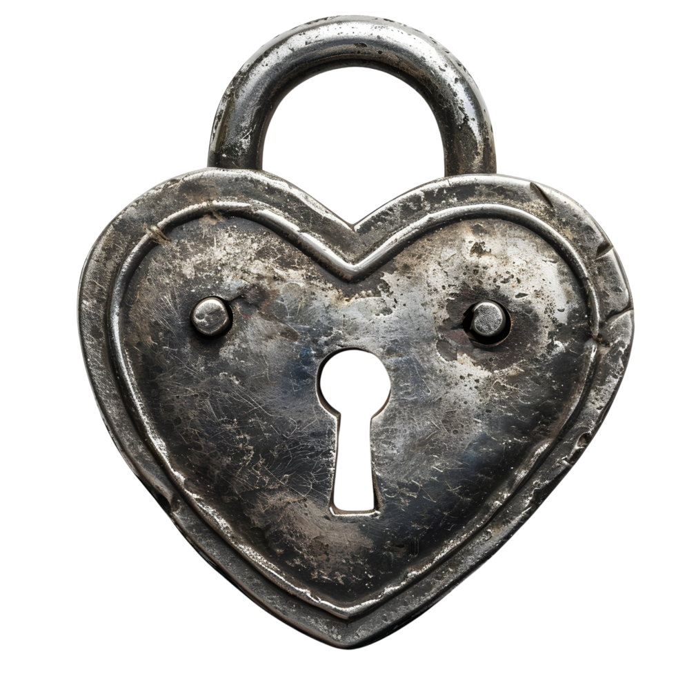 Gray heart shape lock png