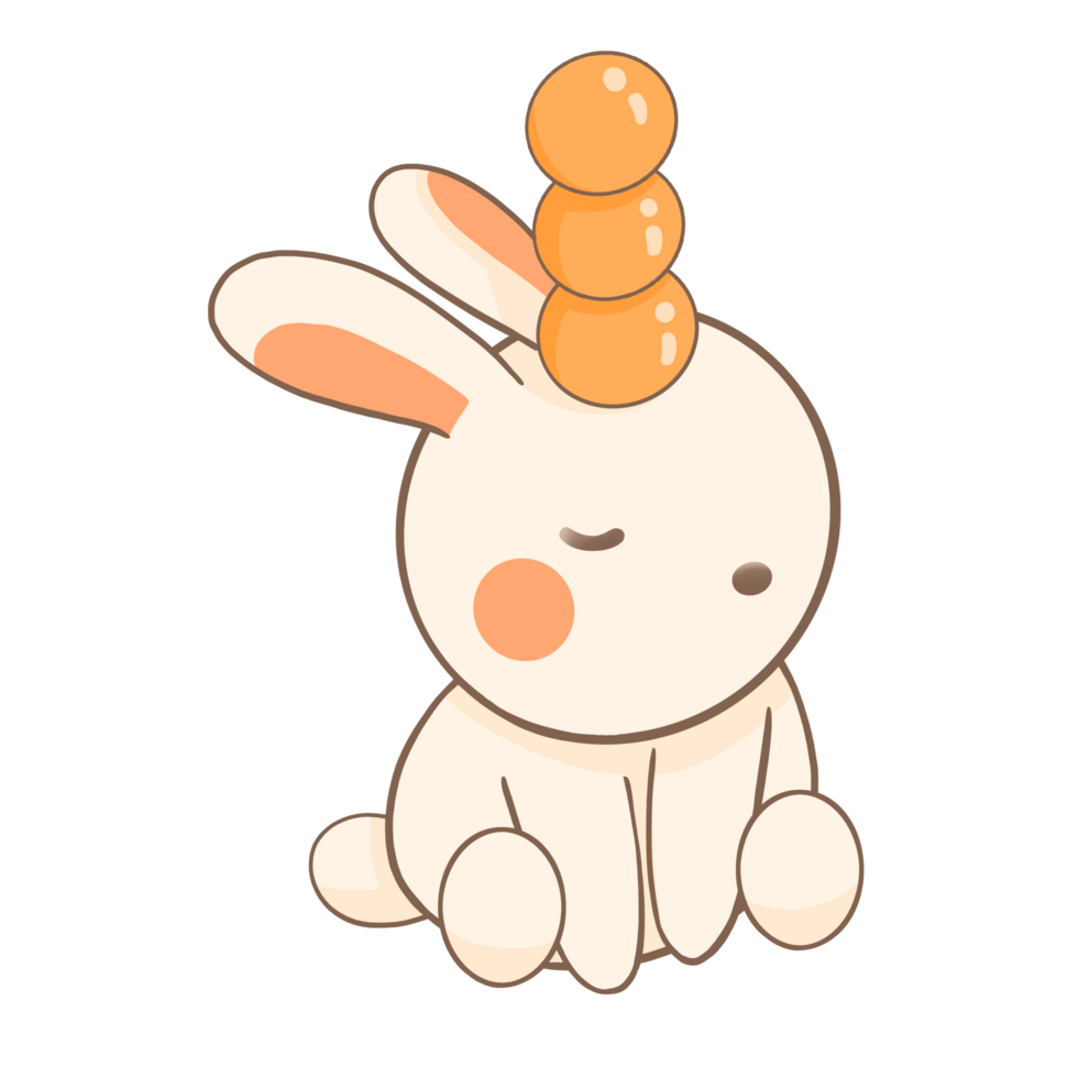 a cartoon rabbit with an orange on its head png
