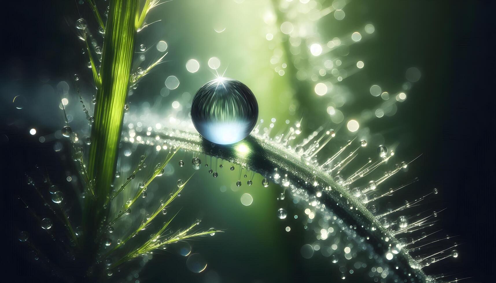 water drops on a green leaf photo