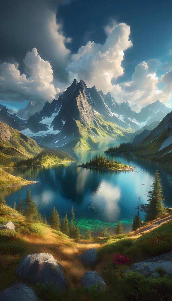 lake in the mountains photo