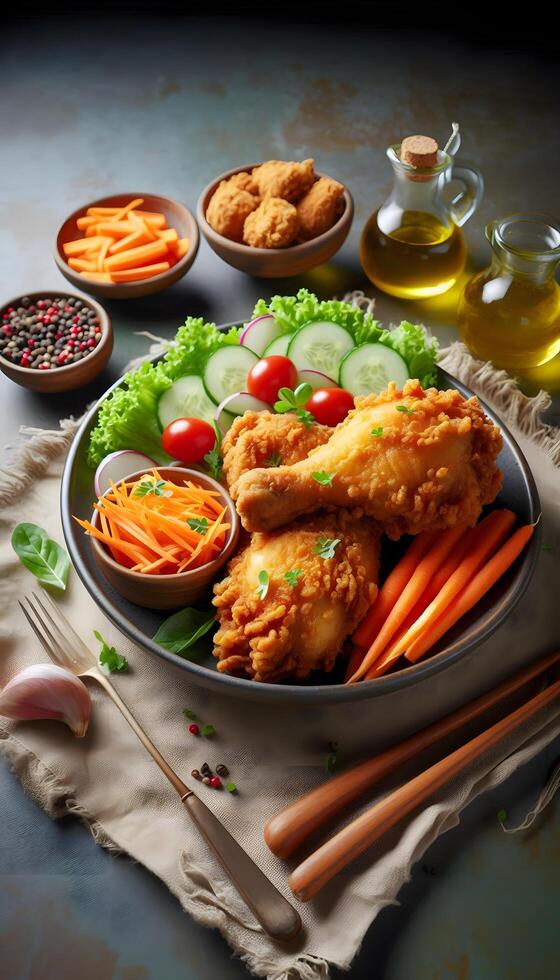 grilled chicken with vegetables photo