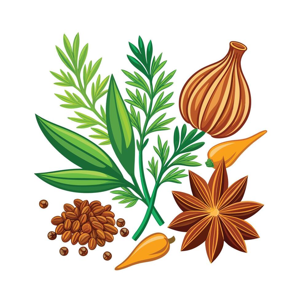 Realistic Beautiful Herbs Illustration vector