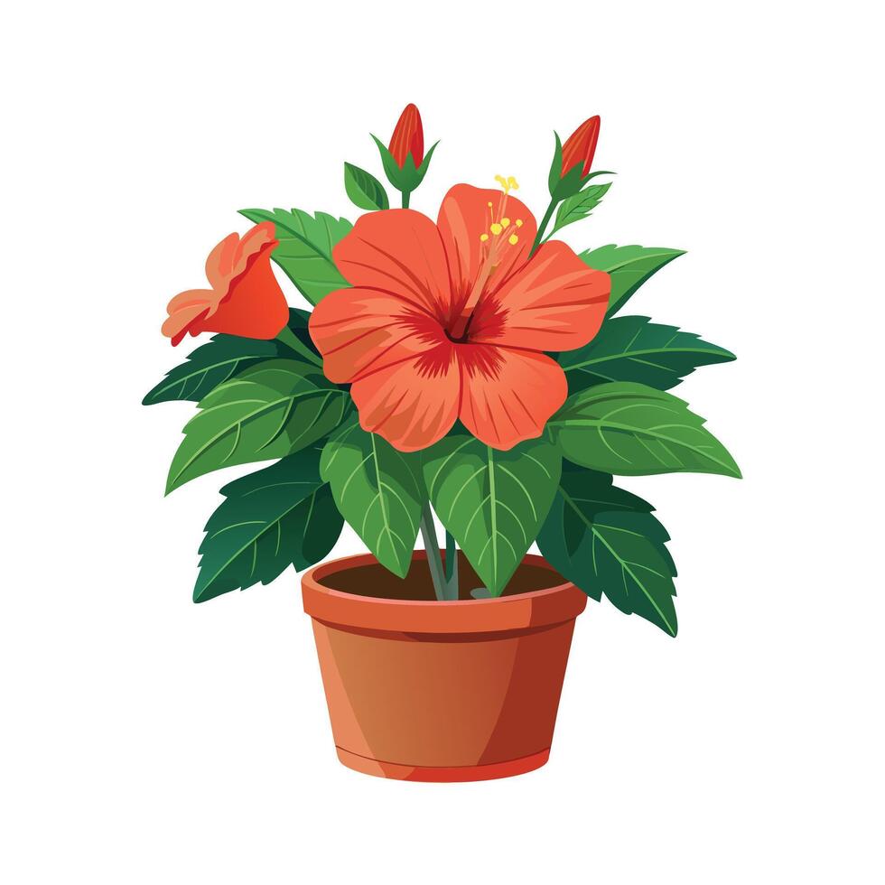 Beautiful Flowerpot Houseplant Illustration vector