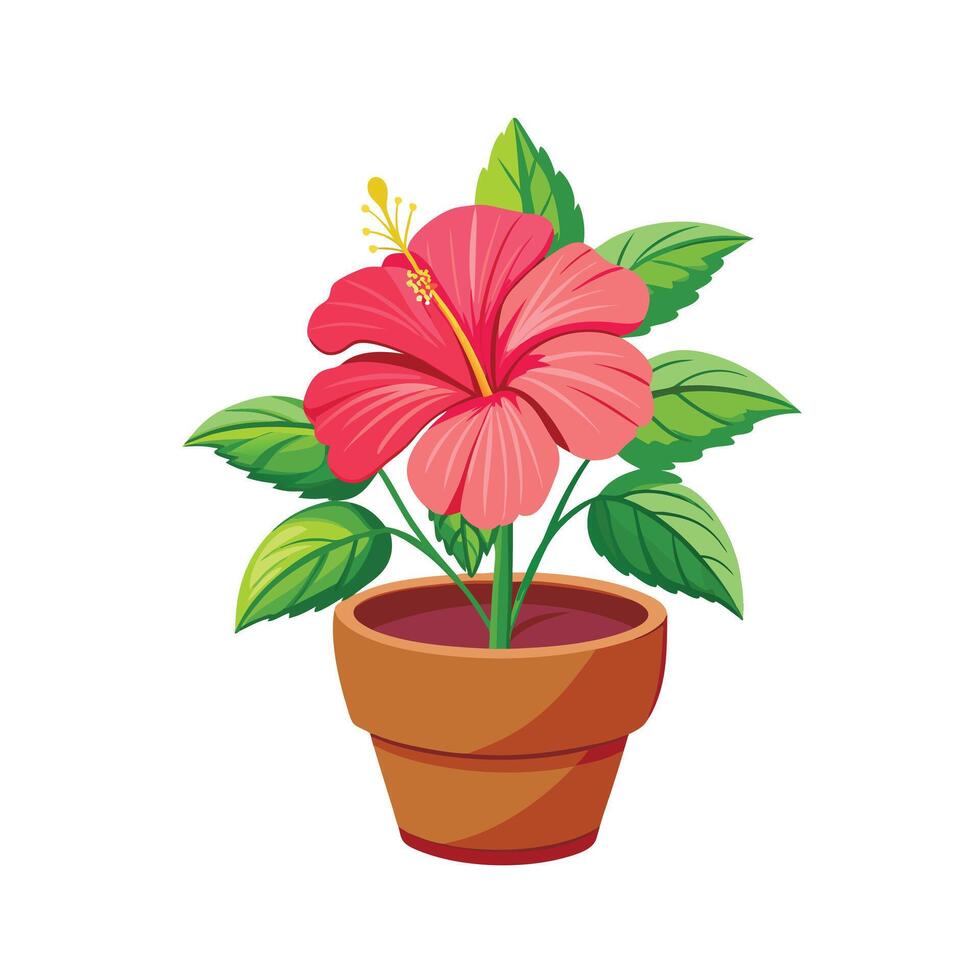 Beautiful Flowerpot Houseplant Illustration vector