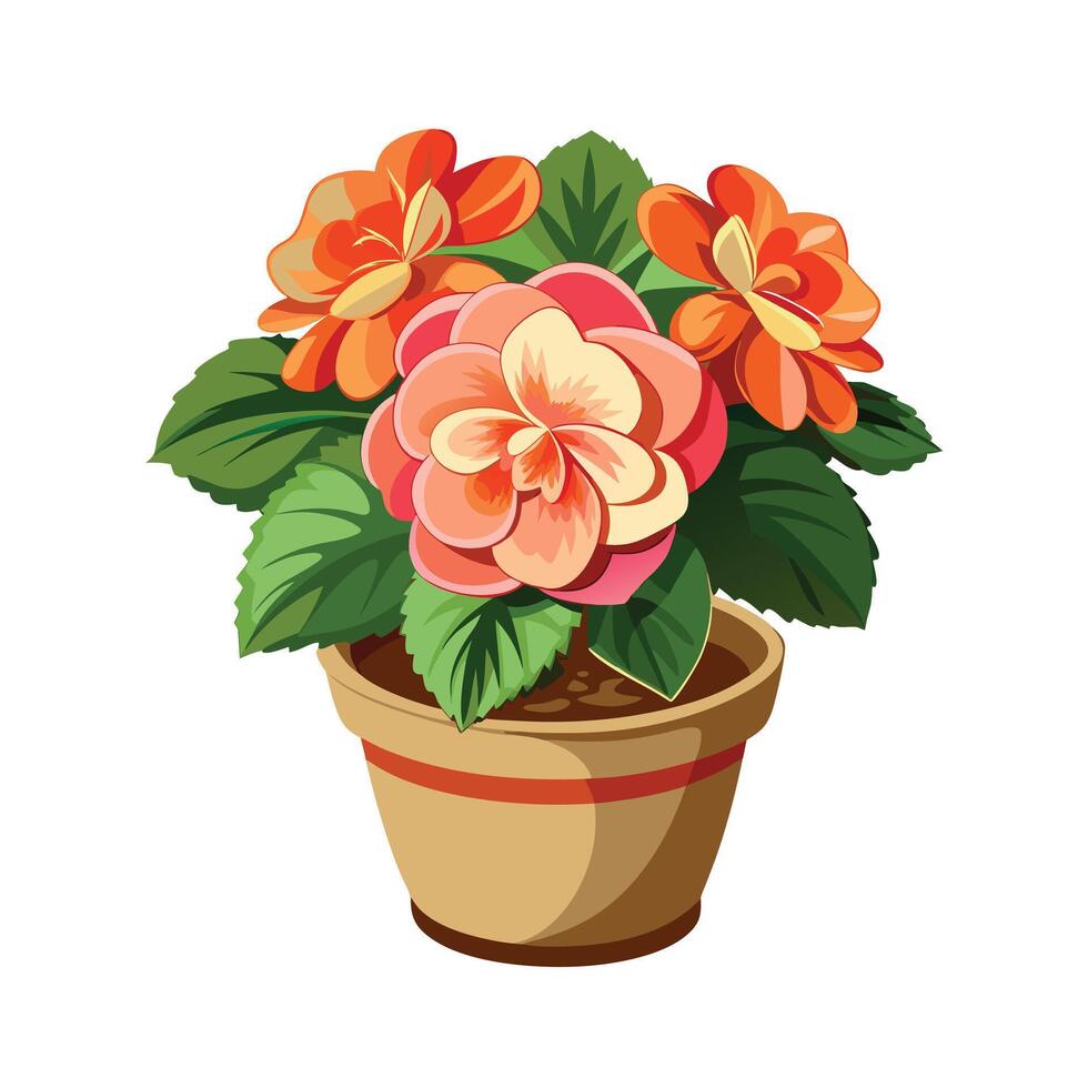 Beautiful Flowerpot Houseplant Illustration vector