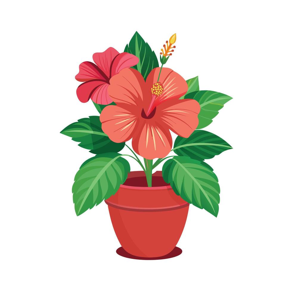 Beautiful Flowerpot Houseplant Illustration vector