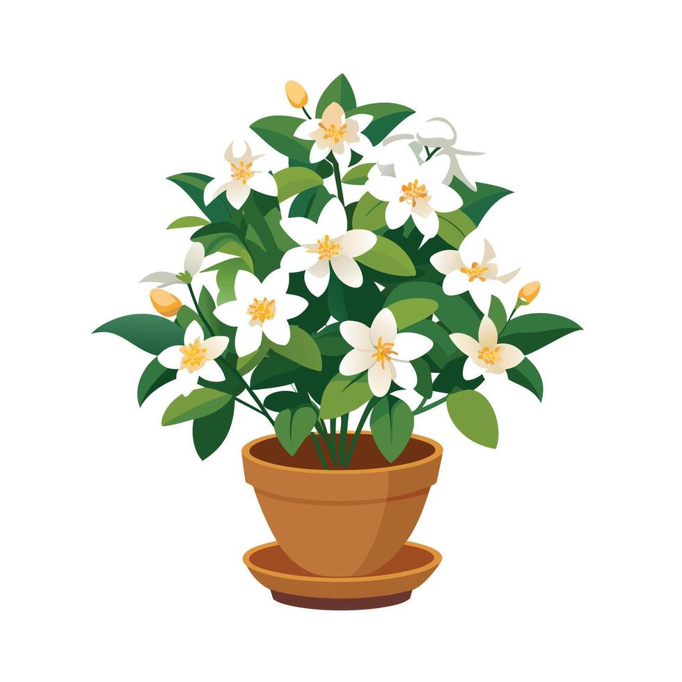 Beautiful Flowerpot Houseplant Illustration vector