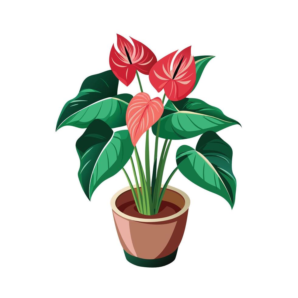 Beautiful Flowerpot Houseplant Illustration vector