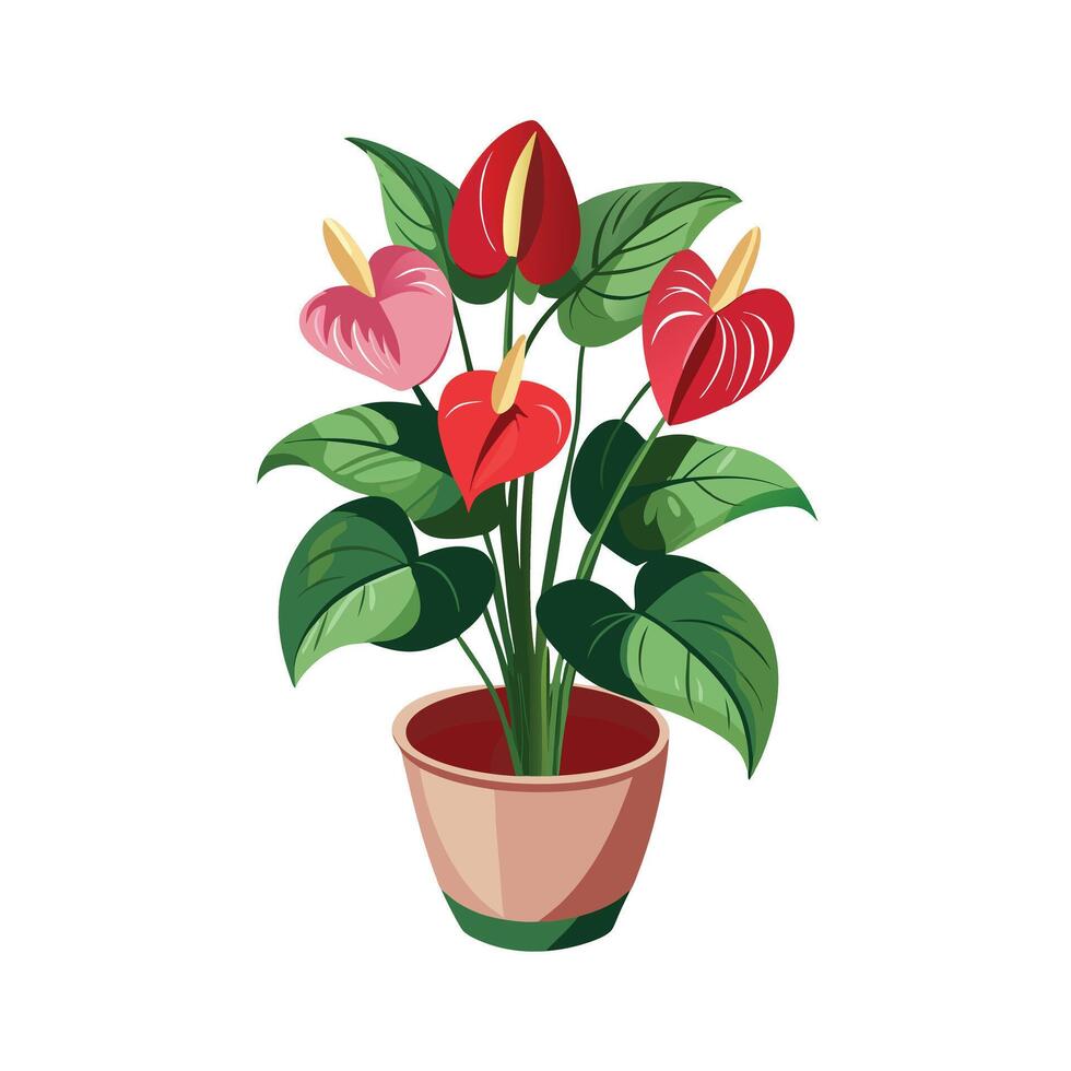 Beautiful Flowerpot Houseplant Illustration vector