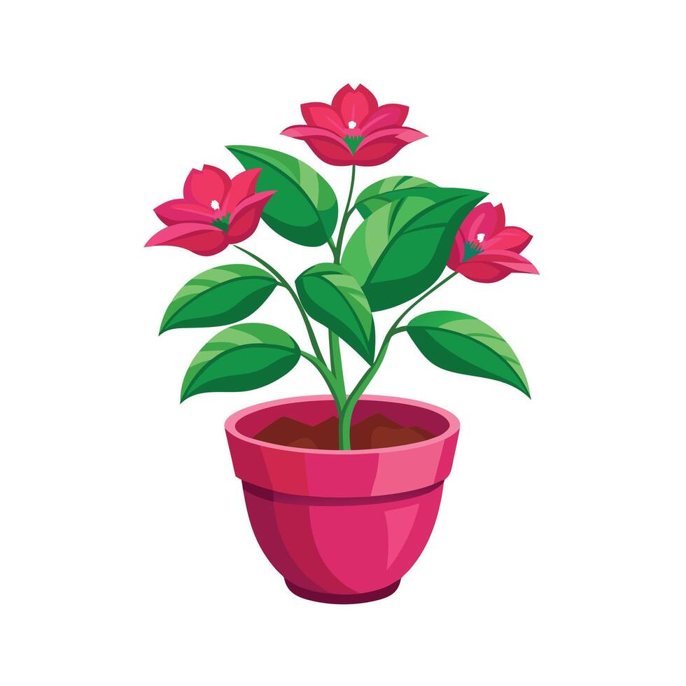 Beautiful Flowerpot Houseplant Illustration vector