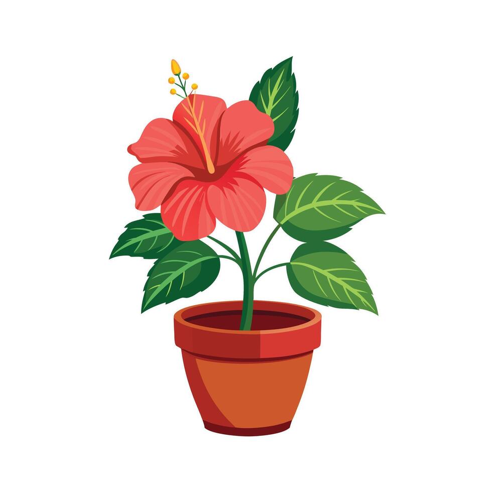 Beautiful Flowerpot Houseplant Illustration vector