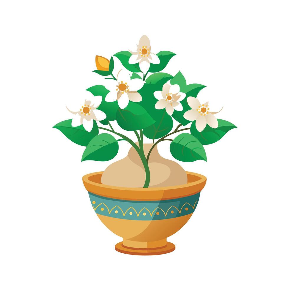 Beautiful Flowerpot Houseplant Illustration vector