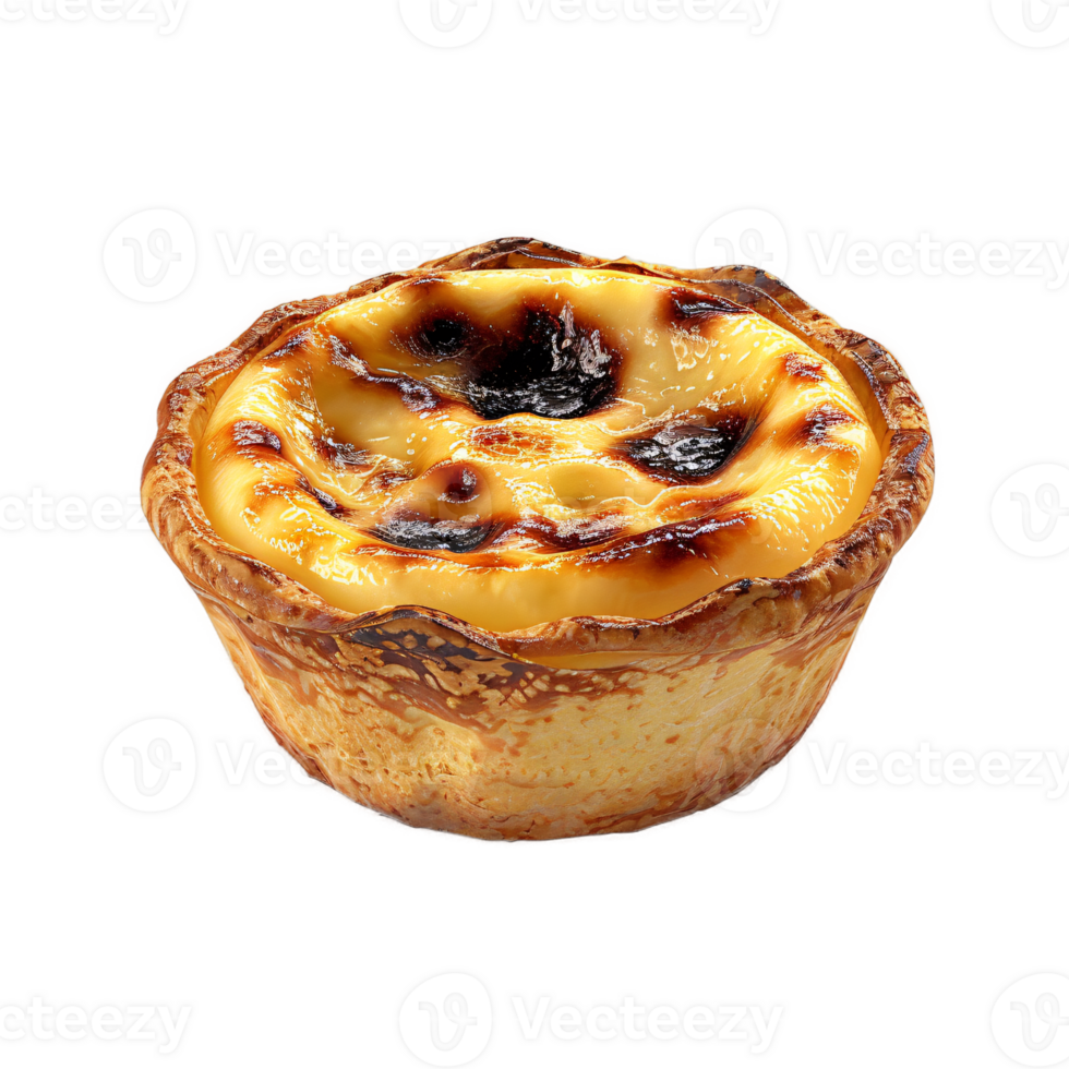 Traditional Portuguese egg tart dessert Pasteis Pastel de nata or Pasteis de Belem isolated on transparent background png