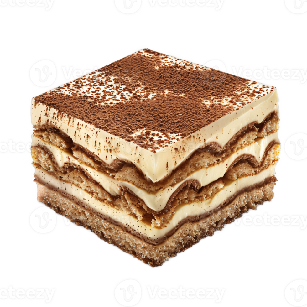 Italian sweet dessert Tiramisu, isolated on transparent background png